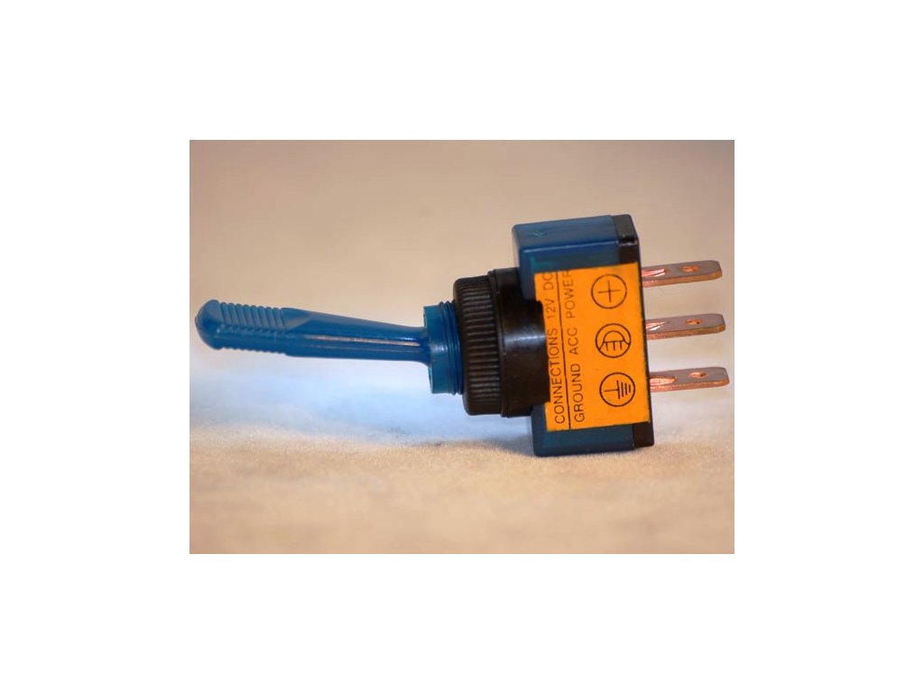 KFZ-Schalter/blau für 12VDC 3-polig EIN-AUS mit Lampe im Hebel - MüKRA  electronic Vertriebs GmbH