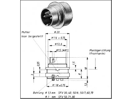 SFV50 DIN-Einbaustecker 5-polig 180° Schraubverschluss DIN45321