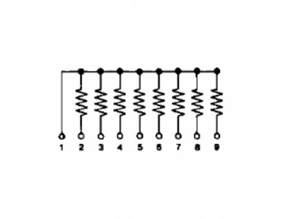 SIL8/9, 22R 9 Pins / 8 Widerstände Metallglasurschicht-Netzw. 22R