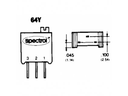 64Y, 100K Trimmpotentiometer quadratisch 3/8" stehend 100K