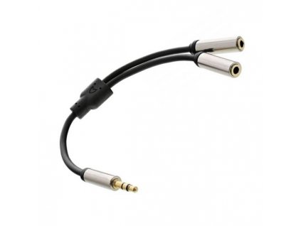 InLine® Slim Audio Y-Kabel Klinke 3,5mm Stecker/-Buchse 15cm A3-4040/015Gold