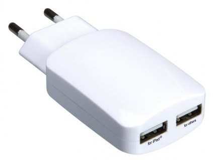 USB-Netzladegerät 2xUSB 5V 2,1/1A NG-USB3100Euro/ws