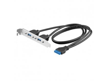 SLOT-Blende 2xUSB3.0 A-Buchse USB3.0 20-PIN Stecker 0,6m USB3.0-BK-AA