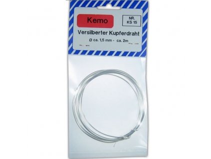 Kemo® KS015 Versilberter Kupferdraht Ø1,5mm 2m Silberdraht1,5/2