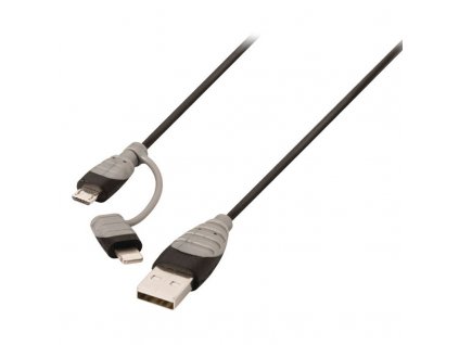 Bandridge® 2in1-Daten-/Ladekabel USB"A"-/micro"B" +Apple 1m schwarz