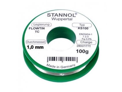 Stannol Lötdraht Ø1mm 100g bleifrei﻿ Flussmittel 3% HS10/1/100PBF