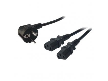 Kaltgeräte-Y-Kabel Netzkabel CEE7/7 90° zu 2x IEC C13 schwarz 1,7m