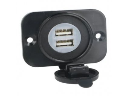 USB-Einbaubuchse 12-24VDC/5V USB-A-Chassis2Port mit Kappe
