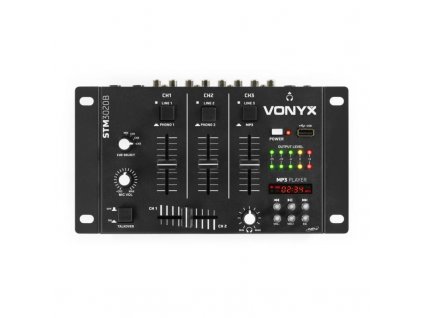 Vonyx STM-3020B Mischpult 4-Kanal Cue USB MP3 2x Mikrofon Eing.