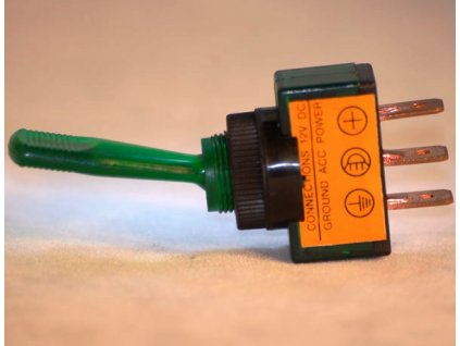 KFZ-Schalter/grün für 12VDC 3-polig EIN-AUS mit Lampe im Hebel