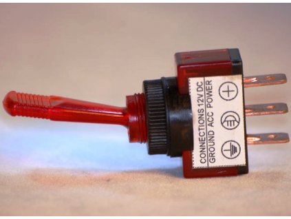 KFZ-Schalter/rot für 12VDC 3-polig EIN-AUS mit Lampe im Hebel