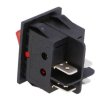Leucht-Wippenschalter 2-stellig DPST ON-OFF 15A/250V 35mΩ rot