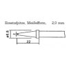 Abmessungen Ersatzspitze 2mm Meißelform für MLS-48 & ZD-99