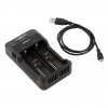 2-Schacht USB-Ladegerät für 1-2 Li-Ion Akkus