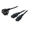 Kaltgeräte-Y-Kabel Netzkabel CEE7/7 90° zu 2x IEC C13 schwarz 1,7m
