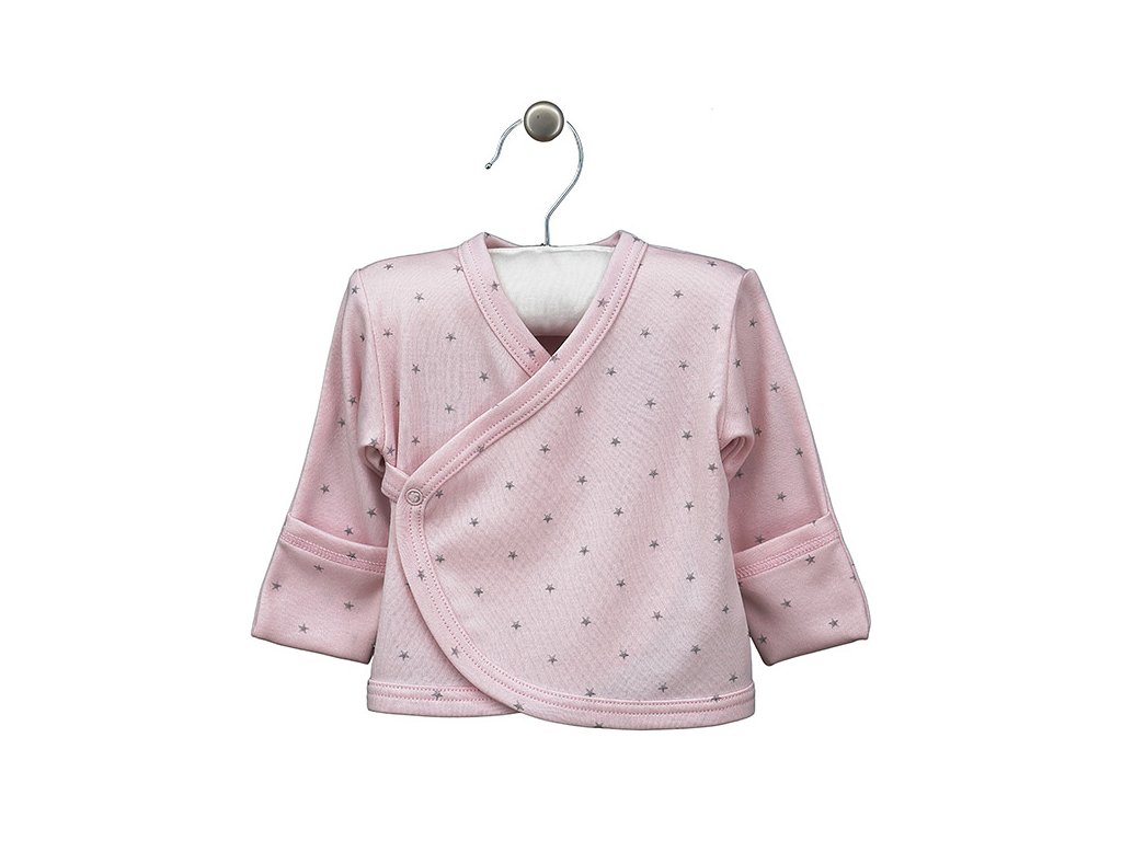 Zavinovací košilka s dlouhým rukávem pro miminko Betsy hvězdičky růžová LORITA