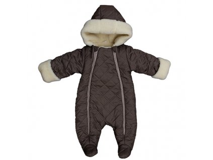 Zimní kojenecká kombinéza s Merino vlnou khaki LORITA