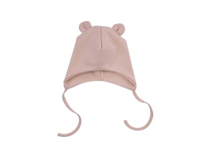 Kojenecká čepička z organické bavlny s oušky PINK SALT