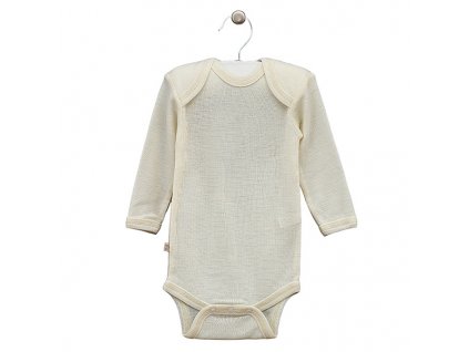 Merino body dětské s dlouhým rukávem, ecru LORITA