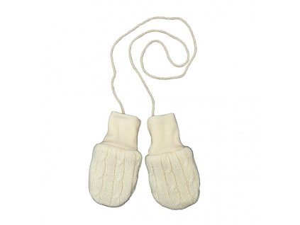 LORITA Zimní dvouvrstvé Merino kojenecké rukavice s tkaničkou, bezpalcové, ecru