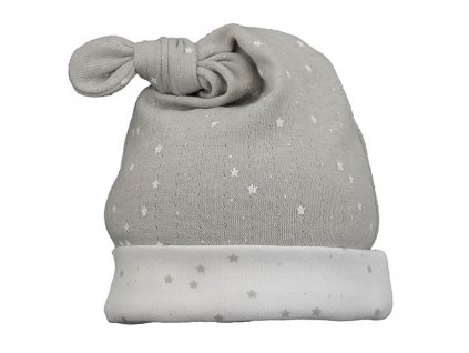 Kojenecká čepice s uzlíkem z bavlny Fluffy šedá LORITA