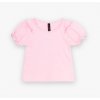 Dívčí tričko s krátkými nabíranými balónovými rukávy, světlé růžové