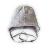 Dětská Merino čepice laponka zimní "Piccolo" dvouvrstvá pletená šedá LORITA