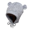 Dětská čepice s oušky z bavlny Mi Mi zateplená šedá LORITA