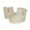 Teplé vlněné botičky - capáčky  pro miminko ecru LORITA