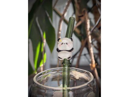 Skleněné brčko s pandou