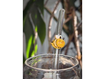 Skleněné brčko se včelkou