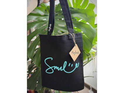 Černá plátěná taška "Smile"