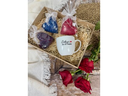 Dárková sada Děkuji, že tě mám + červené srdíčko plněné lískovkou