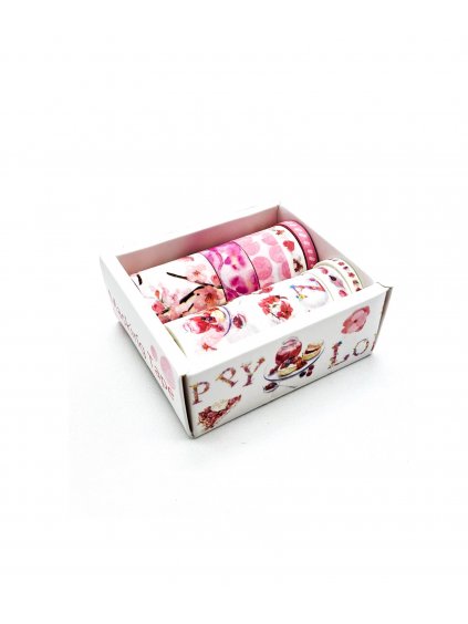 BOX Washi pásek - Bílorůžová (10ks)