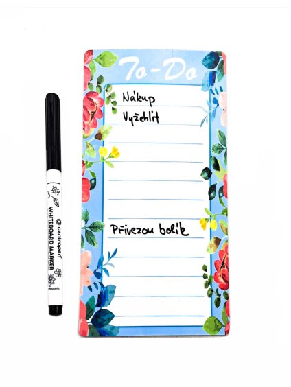 Magnetický To Do, malý - přepisovatelný + černý fix (modrá)