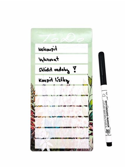 Magnetický To Do, malý - přepisovatelný + černý fix (zelená)