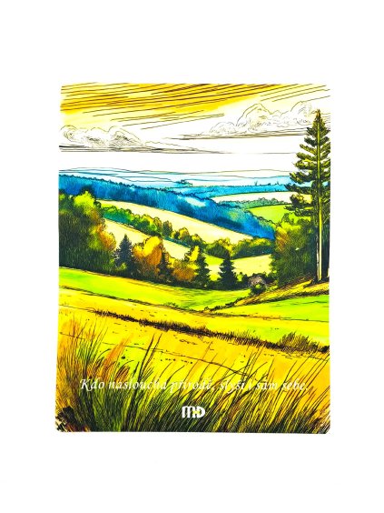 Magnetická pohlednice s citátem - Naše krajina (2) (vada)