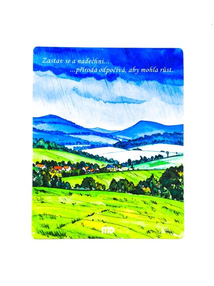 Magnetická pohlednice s citátem - Naše krajina (4) (vada)