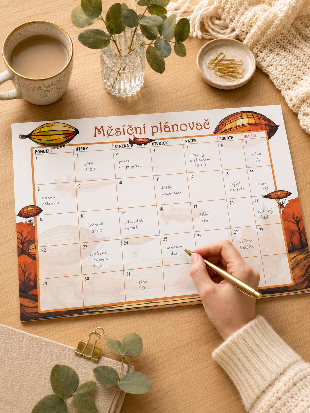 Můj osobní měsíční plánovač A4 – Vzducholoď