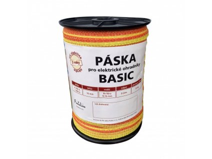Páska BASIC 10 mm pro el. ohradník, 4x0,16 mm Niro, žluto-oranž., 200 m (Varianta 4x0,16 mm Niro, žluto-oranž., 200 m)