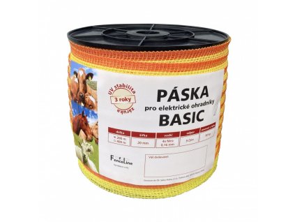 Páska BASIC 20 mm pro el. ohradník, 4x0,16 mm Niro, žluto-oranž., 200 m (Varianta 4x0,16 mm Niro, žluto-oranž., 200 m)