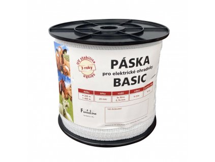 Páska BASIC 20 mm pro el. ohradník, 4x0,16 mm Niro, bílá, 200 m (Varianta 4x0,16 mm Niro, bílá, 200 m)