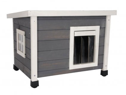 Dřevěná bouda pro kočky KERBL RUSTICA 57 x 45 x 43 cm, šedá