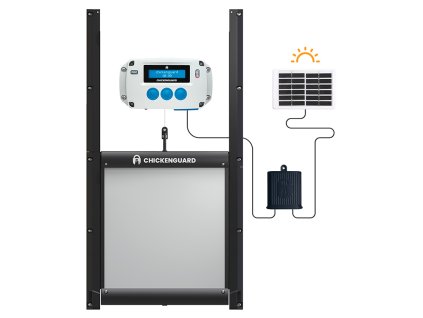 4721 komplet automatickeho otevirani a zavirani kurniku chicken guard pro 25x30 solar kit 1