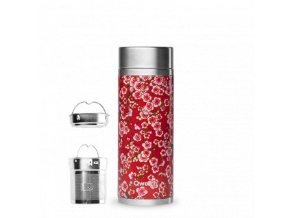 Qwetch nerezový termohrnek "Flowers Rouge" 400ml