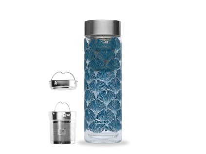 Qwetch skleněná termoláhev "Gingko Bleu" 430ml
