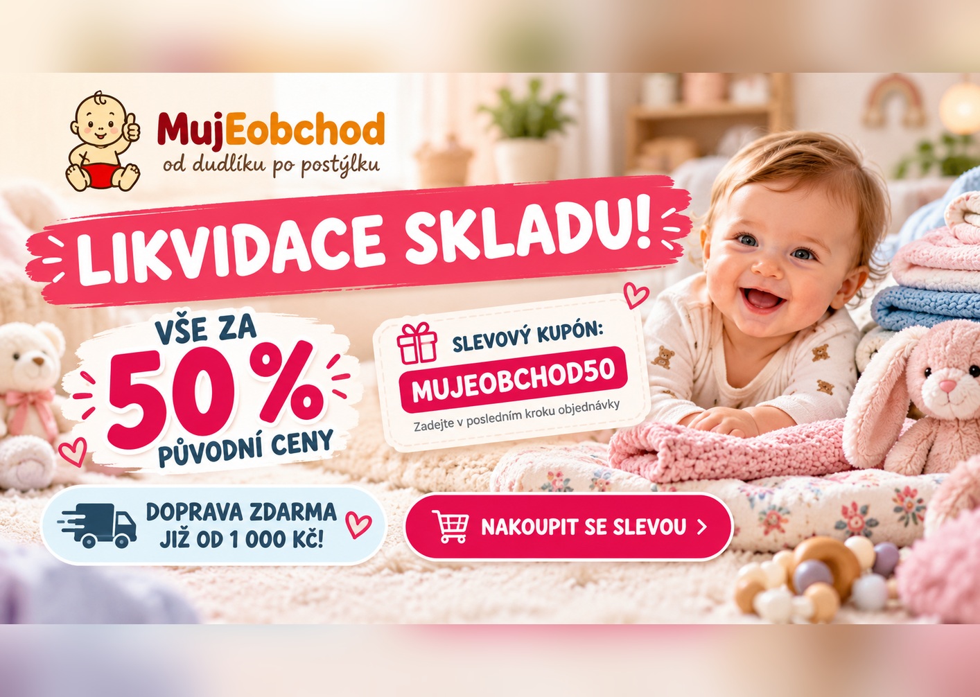 Výprodej dětského zboží – sleva 50 % s kupónem MUJEOBCHOD50