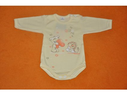 Bavlněné body HUG ME Medvídek se srdíčkem žlutý vel. 62