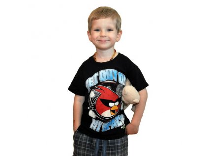 Bavlněné tričko Angry Birds černé 98/104
