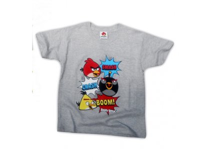 Bavlněné tričko Angry Birds šedé 146/152